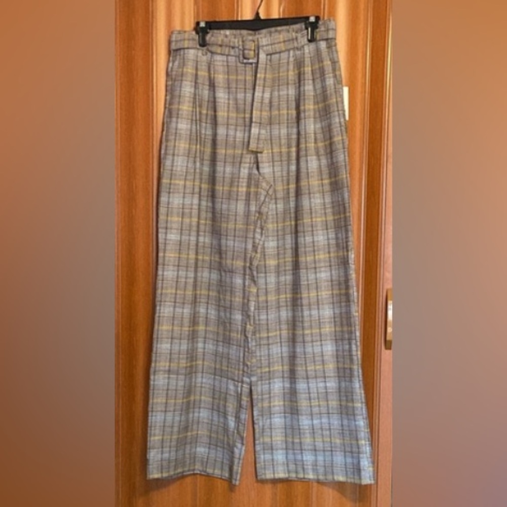A New Day Belted Pleat Front Plaid Pant Size 10